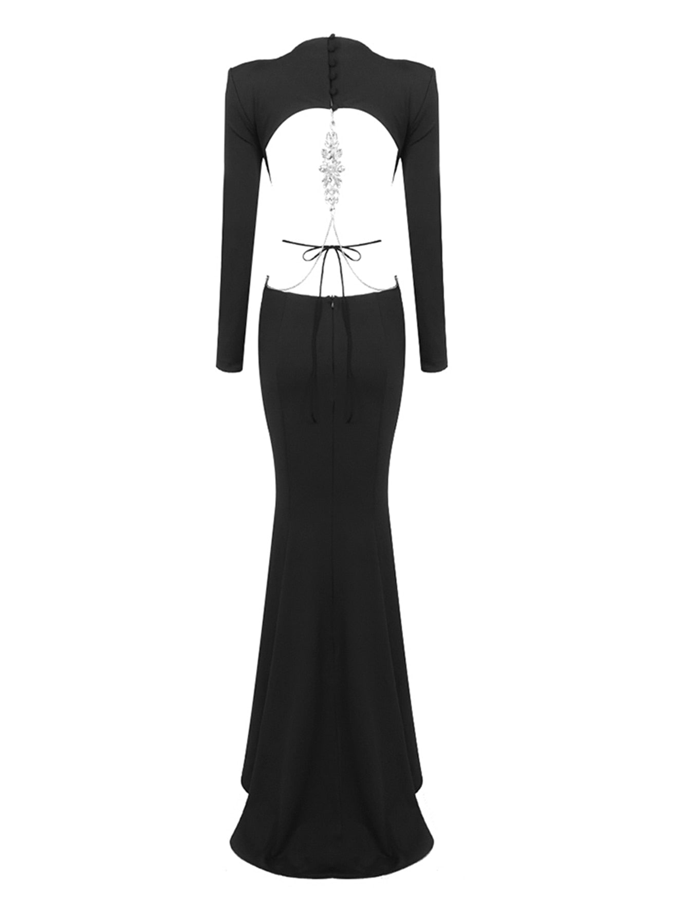 Black Open Back Maxi Dress - - DYAVOR®
