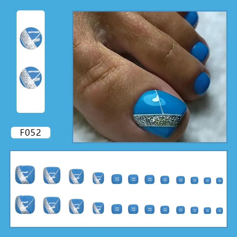 24pcs Wearable White-Edged French Manicure Toenails Full Cover Press On Fake Toenails DIY Artificial Acrylic False Toenails - - DYAVOR®