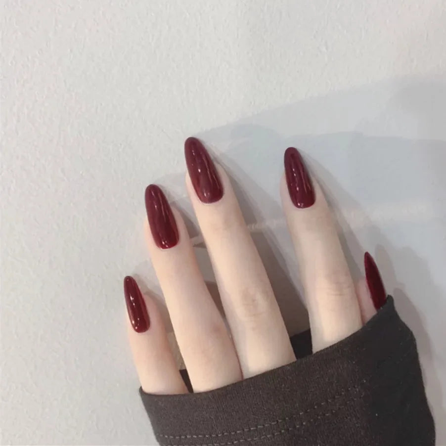 24Pcs/Set Almond Gradient Press On Nail Art Wearable Fake Nails Pointed Simple Ballet Coffin Reusable False Nails Tips Finished - - DYAVOR®