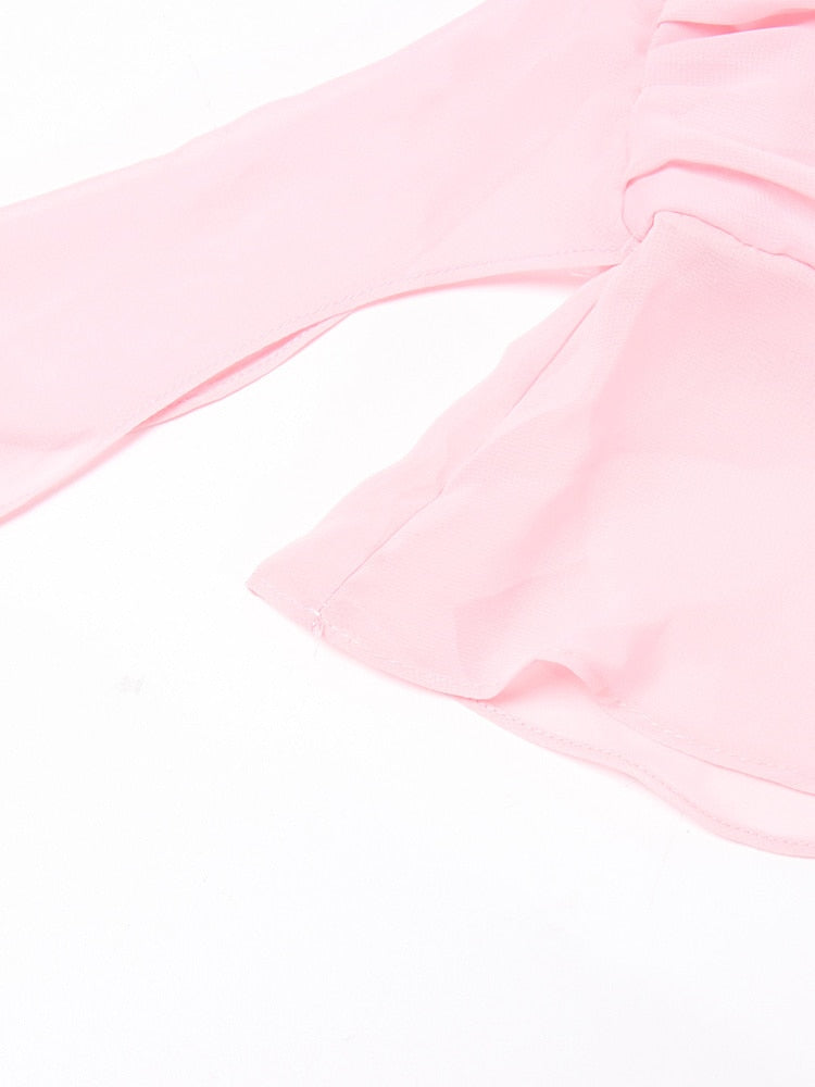 Mini Bodycon with Ruffles and a Flower - - DYAVOR®