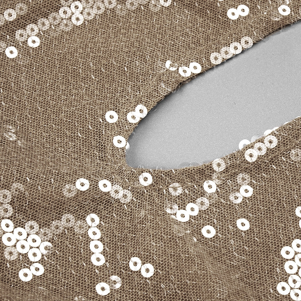 Sequined Beige Maxi Dress - - DYAVOR®
