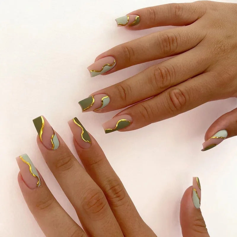 24Pcs/Set Almond Gradient Press On Nail Art Wearable Fake Nails Pointed Simple Ballet Coffin Reusable False Nails Tips Finished - - DYAVOR®