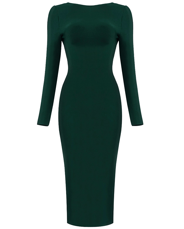 Open Back Green Midi Dress - - DYAVOR®