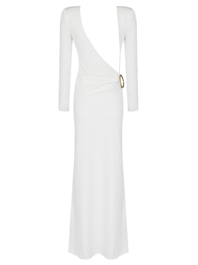 White Maxi Dress With Open Back - - DYAVOR®