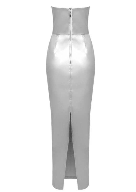 Silver Leather Maxi Dress - - DYAVOR®