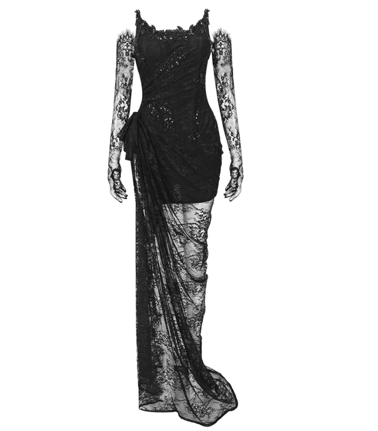 Lace Maxi Dress with Gloves - - DYAVOR®