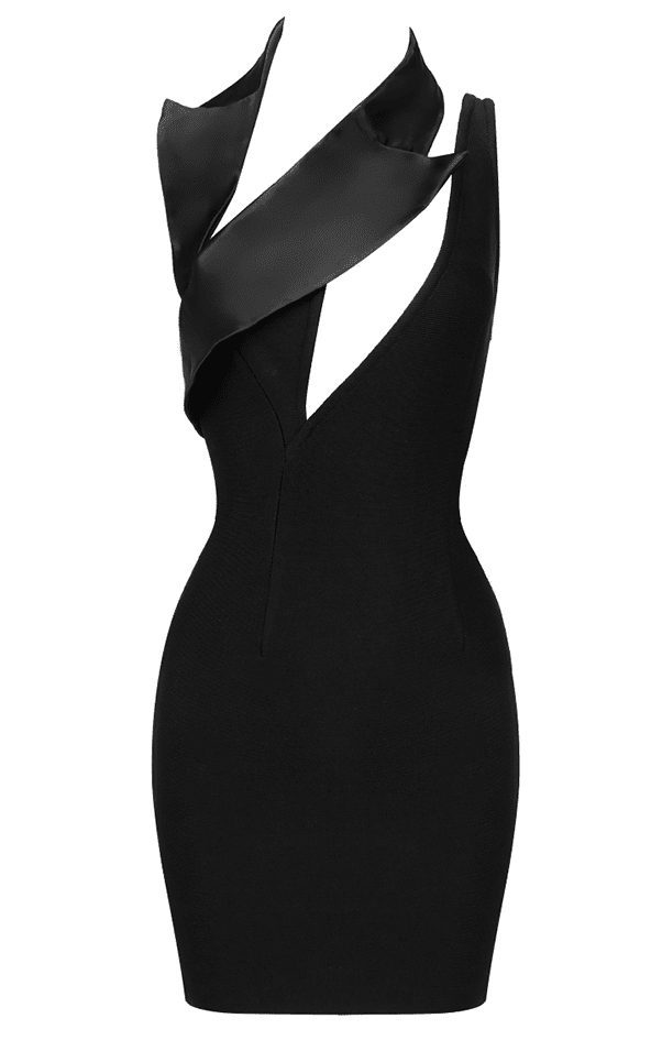 Asymmetric Neckline Mini Dress - - DYAVOR®