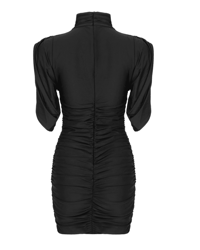 Ruffles Mini Dress with Neck Flower - - DYAVOR®