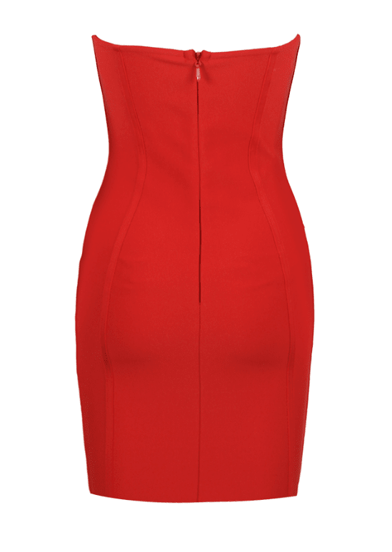 Red Bodycon Mini Dress with Flowers - - DYAVOR®