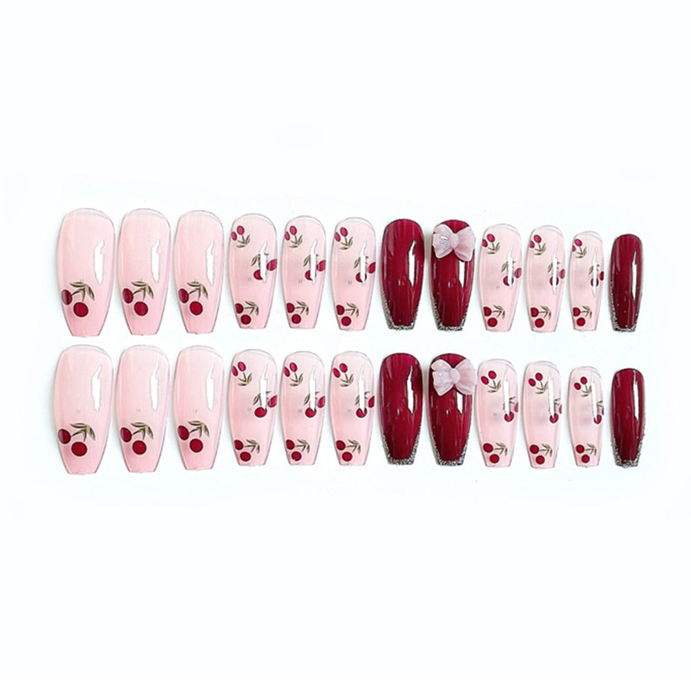 Red Cherry Press On Nails - - DYAVOR®