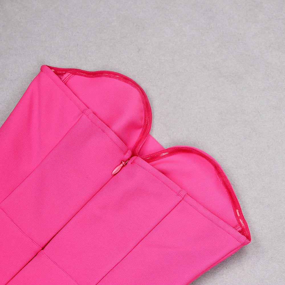 Pink Midi Dress with Open Shoulders - - DYAVOR®