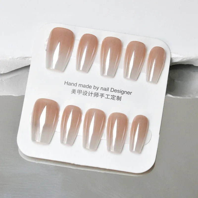 False Nails Set Short Press on False French Cat's Eye Style Nails Art Diamond Finished Fake Nails with Glue Stick-on - - DYAVOR®