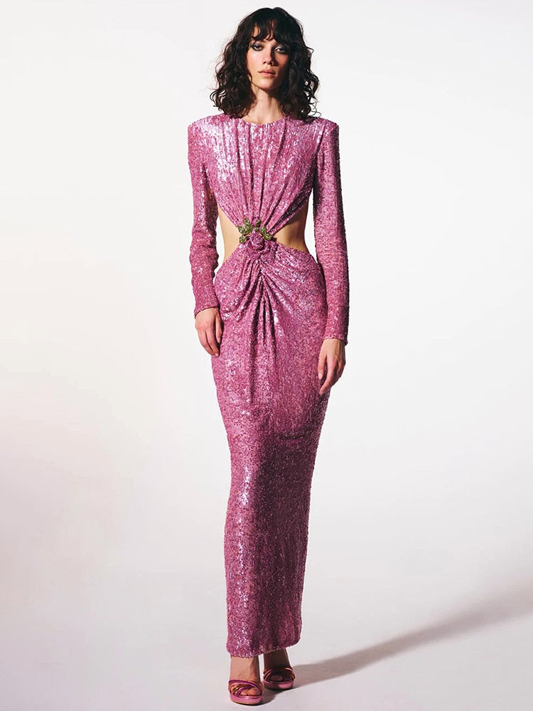 Pink Sequin Long Dress - - DYAVOR®