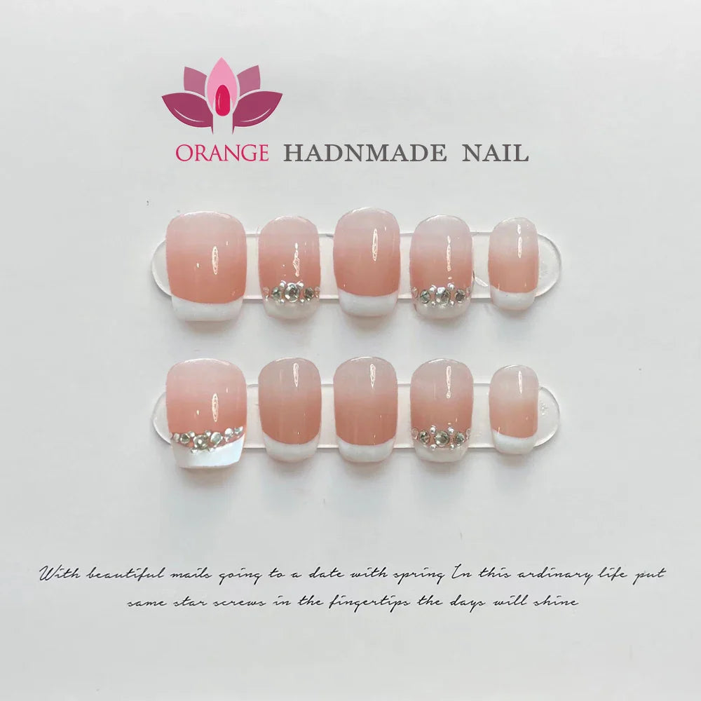 Handmade French Fake Acrylic Press On Nails With Designed Reusable Nails Full Cover Manicuree Wearable XS S M L Size Nails Art - - DYAVOR®