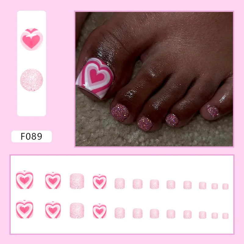24pcs Wearable White-Edged French Manicure Toenails Full Cover Press On Fake Toenails DIY Artificial Acrylic False Toenails
