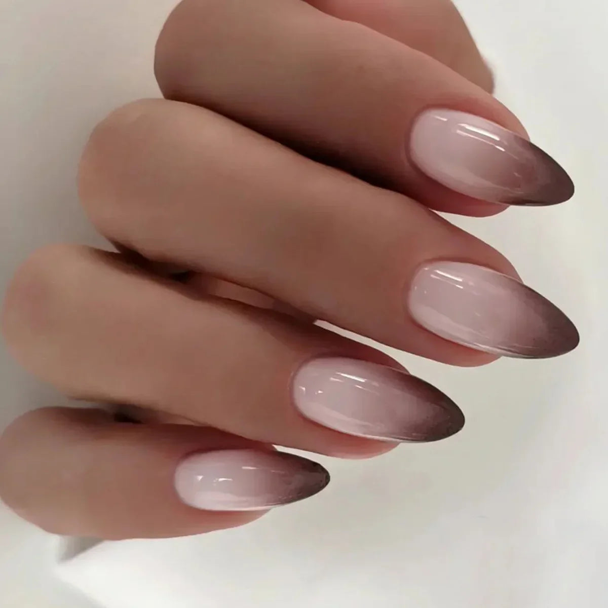 24Pcs French Almond False Nails Glitter with Rhinestones Wearable Fake Nails Artificial Simple Full Cover Press on Nails Tips - - DYAVOR®
