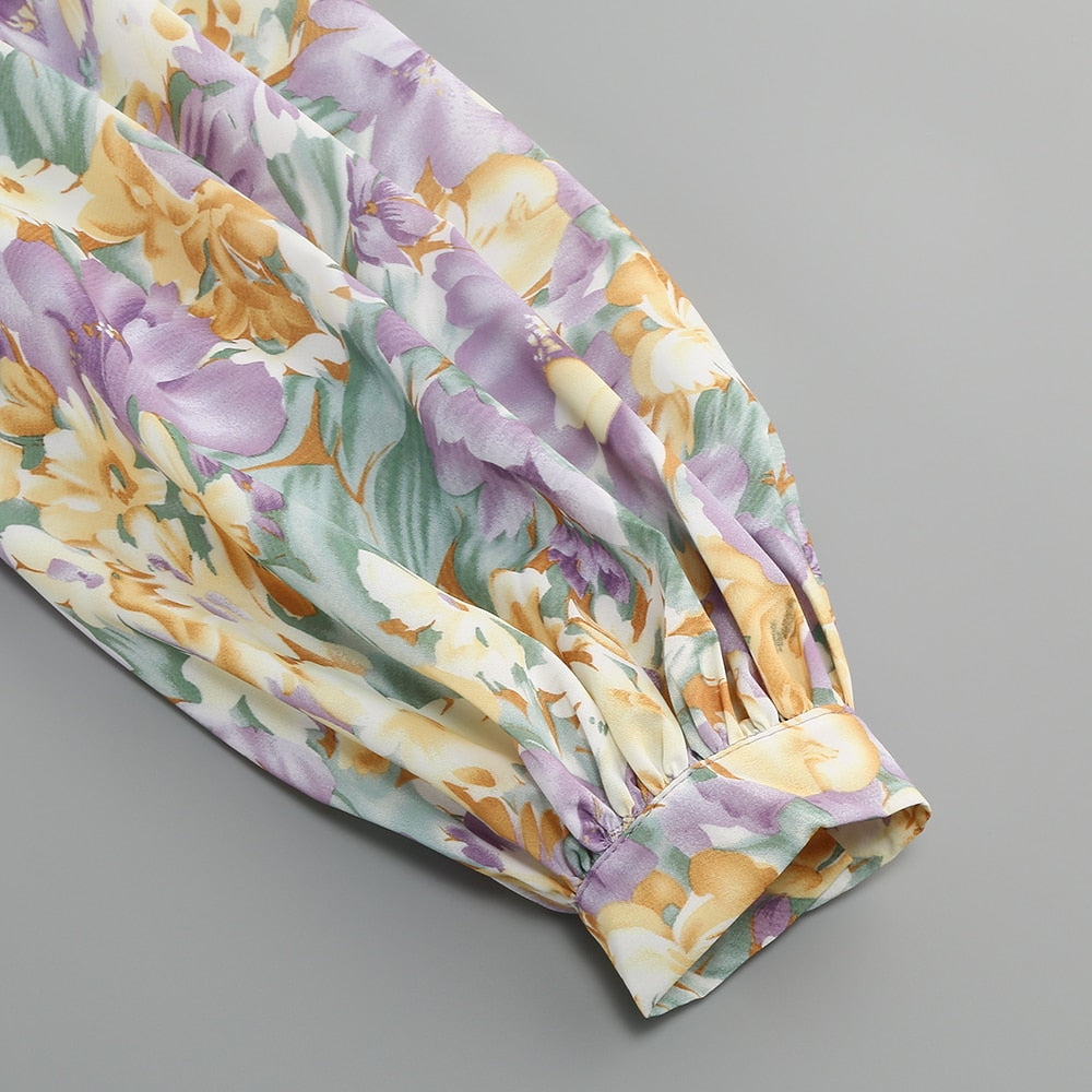 Asymmetrical Purple Floral Maxi Dress - - DYAVOR®