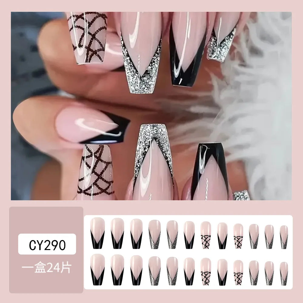 Handmade Soft Gel Diamond Fake Nails 24Pcs Clear Boxed Full Cover Crystal Nail Tips Easy to Press On Nails Soft Gel False Tips - - DYAVOR®