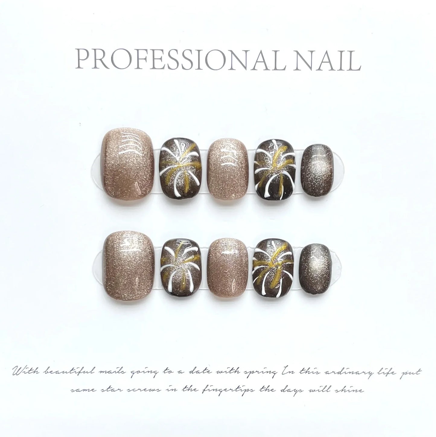 10Pcs Short Press On Nails Ceramic White Cat Eyes False Nails With Dog Bow Knot Pattern Design Full Cover Wearable Fake Nails - - DYAVOR®