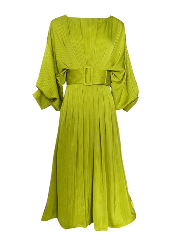 Long Dress With A Wide Belt - - DYAVOR®