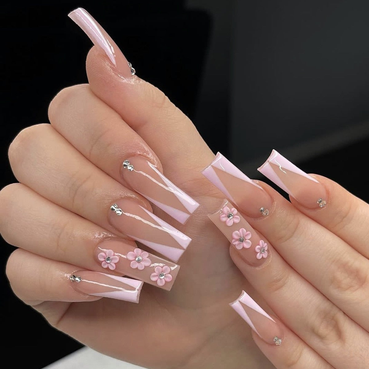 Pastel Long Press On Nails