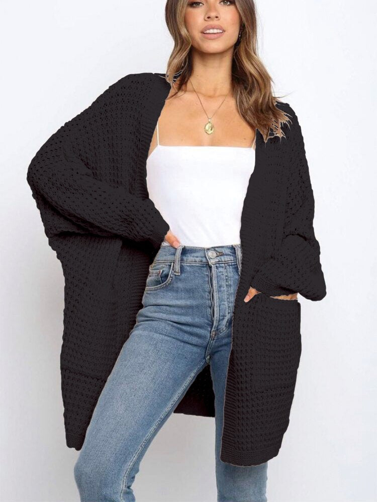 Women's Knitted Cardigan Top Autumn Winter Loose Sweater Coat Casual Street Women's Clothing Oversized Cardigan Black Sweater - - DYAVOR®
