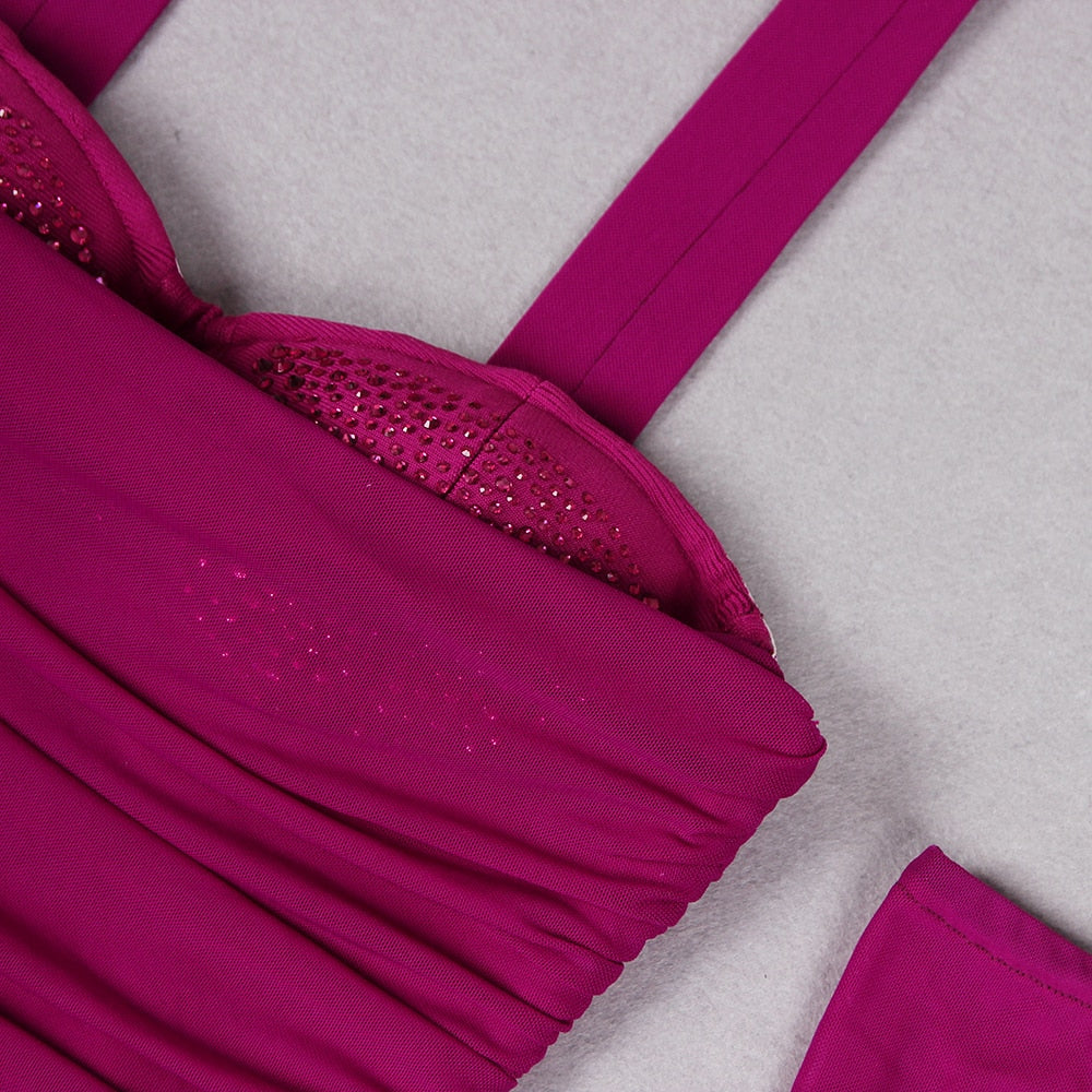 Purple Midi Dress with Gloves - - DYAVOR®