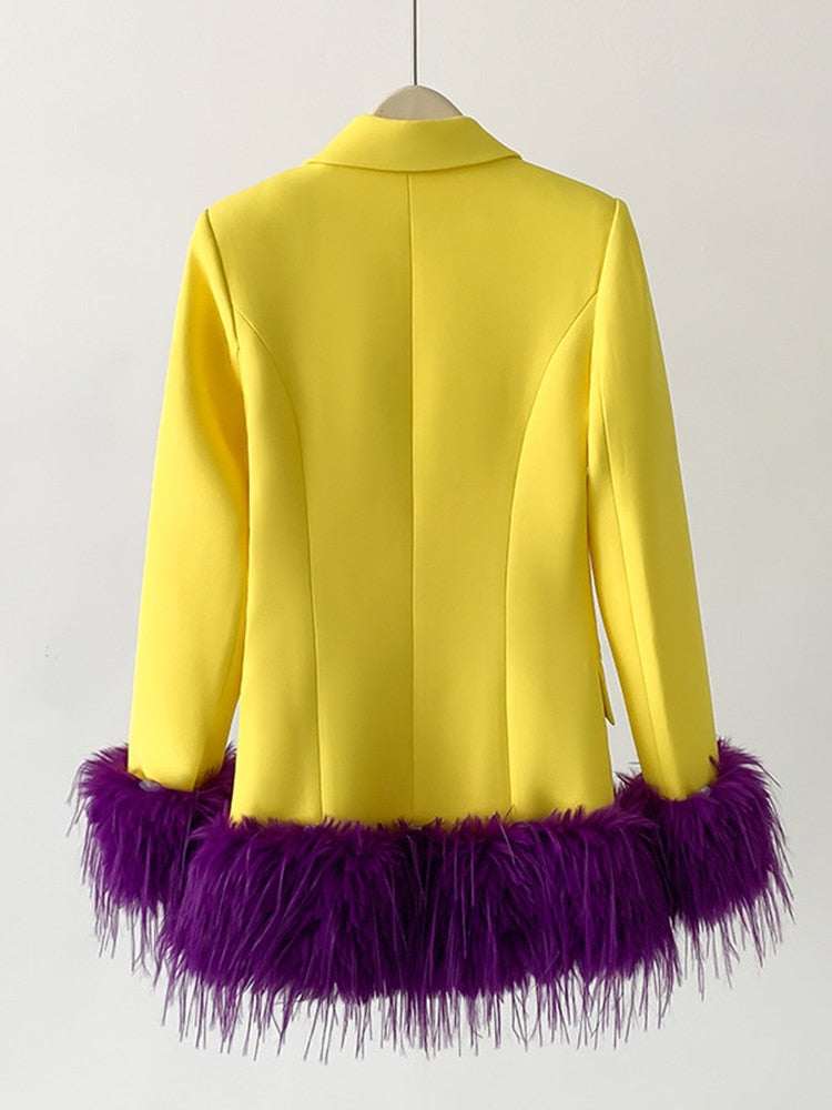 Stylish Feather Embellished Blazer - Blazers - DYAVOR®