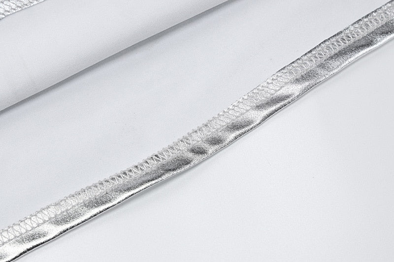 Form-Fitting Silver Maxi Dress - - DYAVOR®
