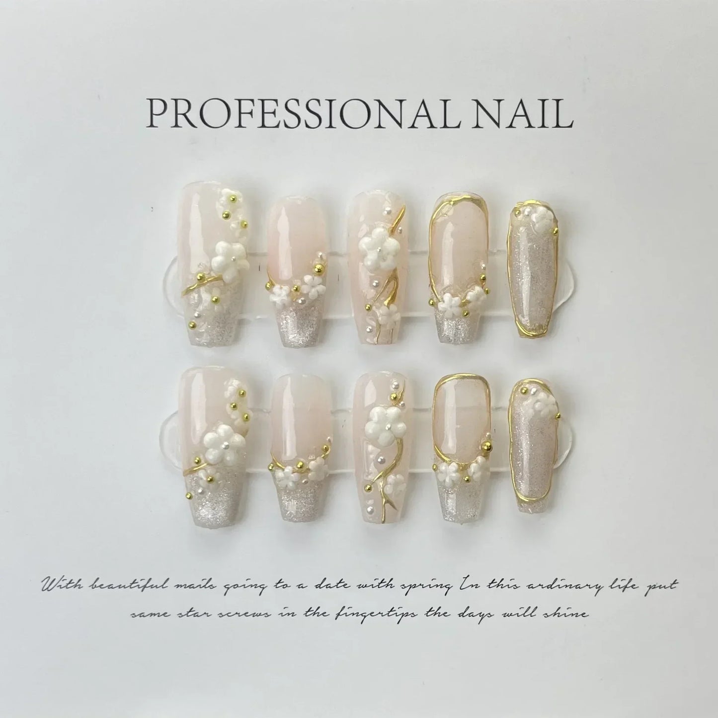 10Pcs Set Frozen Butterfly Handmade Press On Nails False Nails Decoration with Rhinestones Manicure Fake Nails Tips Art Wearable - - DYAVOR®