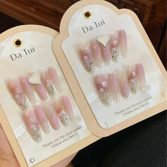 10 Pcs Wearing False Nails Fake Nails Pure Handmade Complimentary Nail Enhancement Kit -  - DYAVOR®