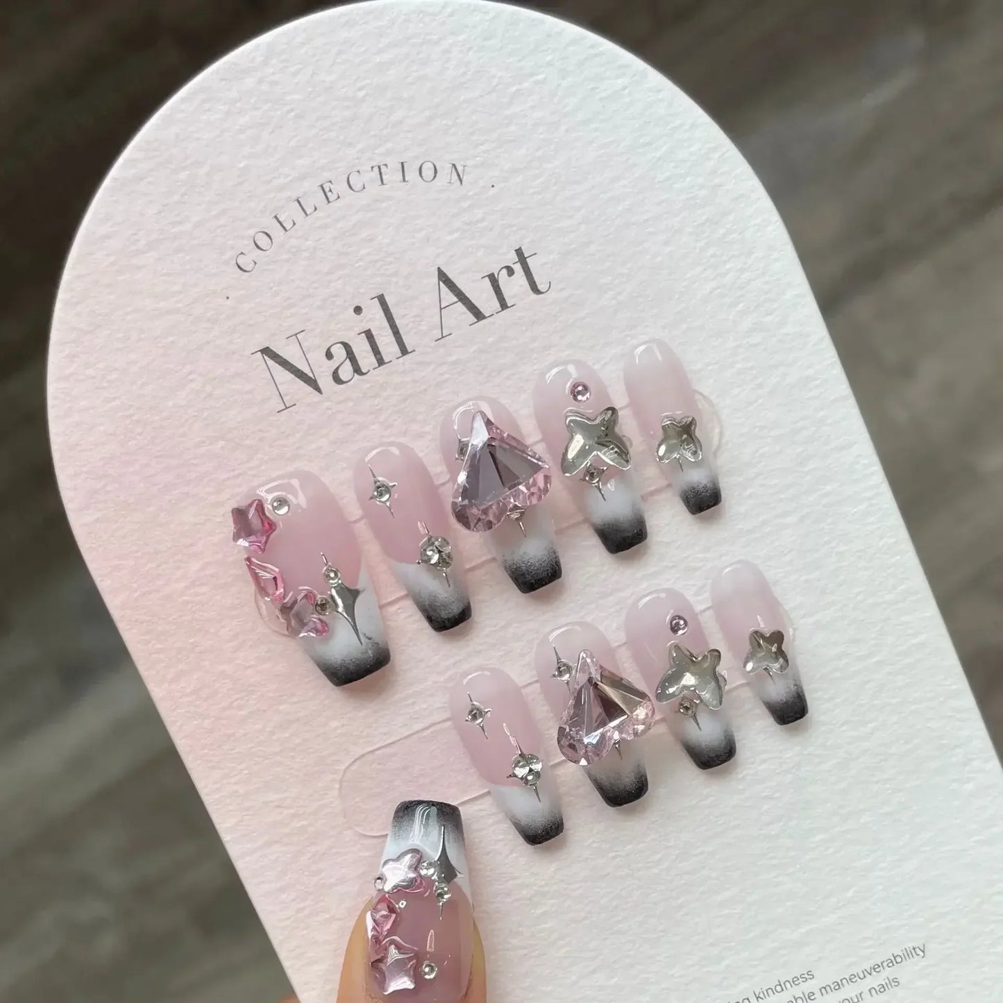 10Pcs Set Frozen Butterfly Handmade Press On Nails False Nails Decoration with Rhinestones Manicure Fake Nails Tips Art Wearable - - DYAVOR®