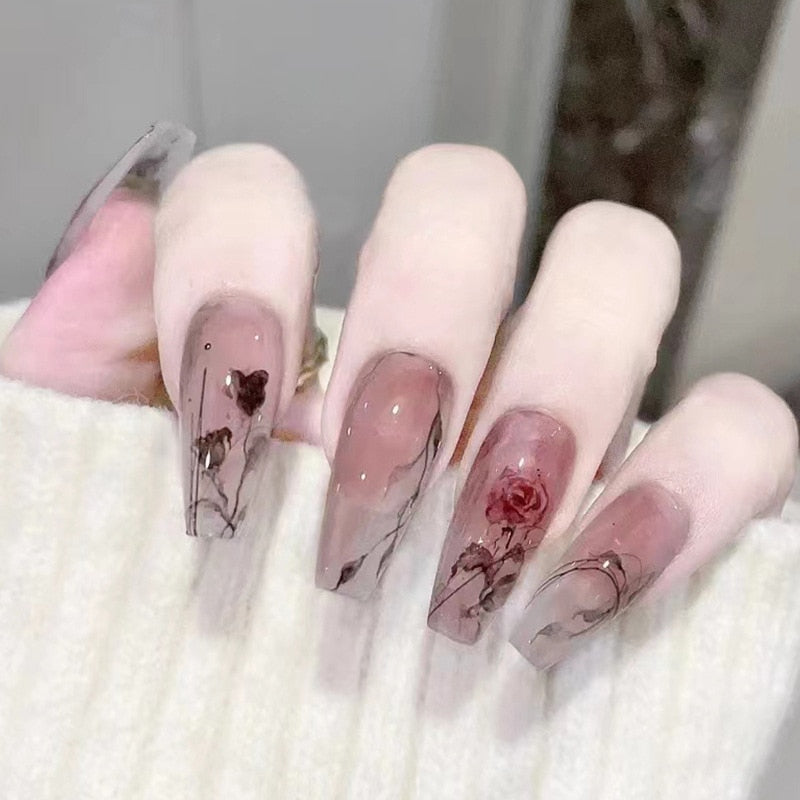 Floral Press On Nails - - DYAVOR®