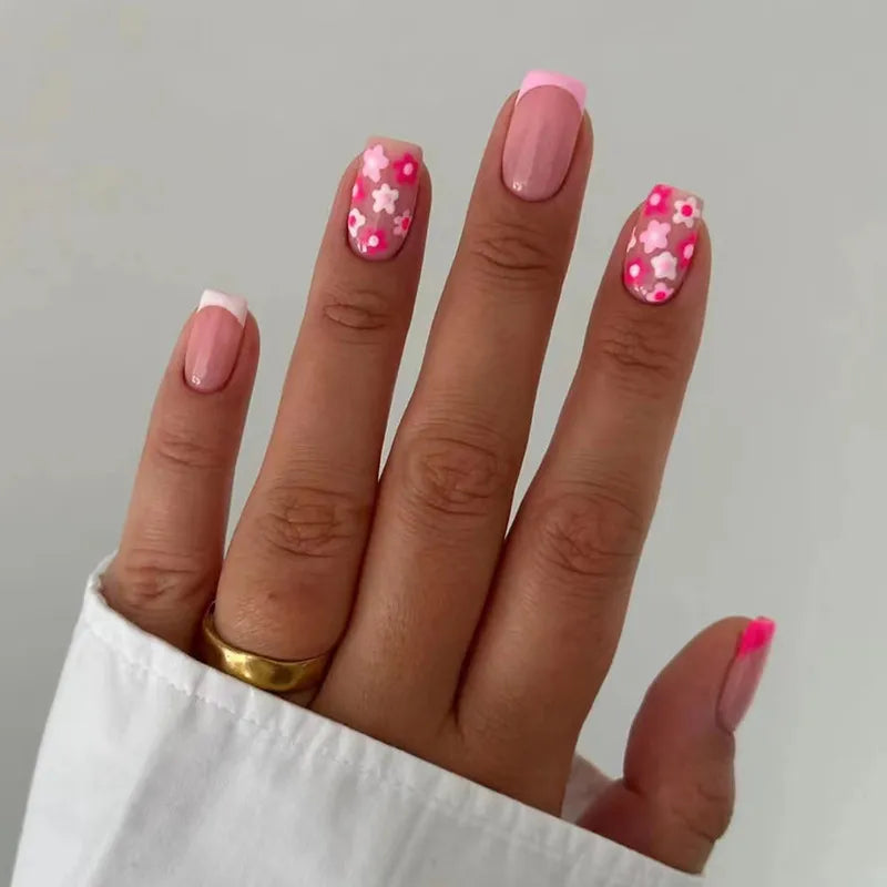 24pcs Colorful Almond Shaped Fake Nails Detachable Press On False Nails Tips French Full Cover False Nails French Manicure tools - - DYAVOR®