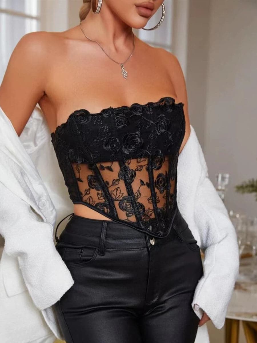 Sexy Embroidered Tube Top MSS10015 - Bodysuit - DYAVOR®