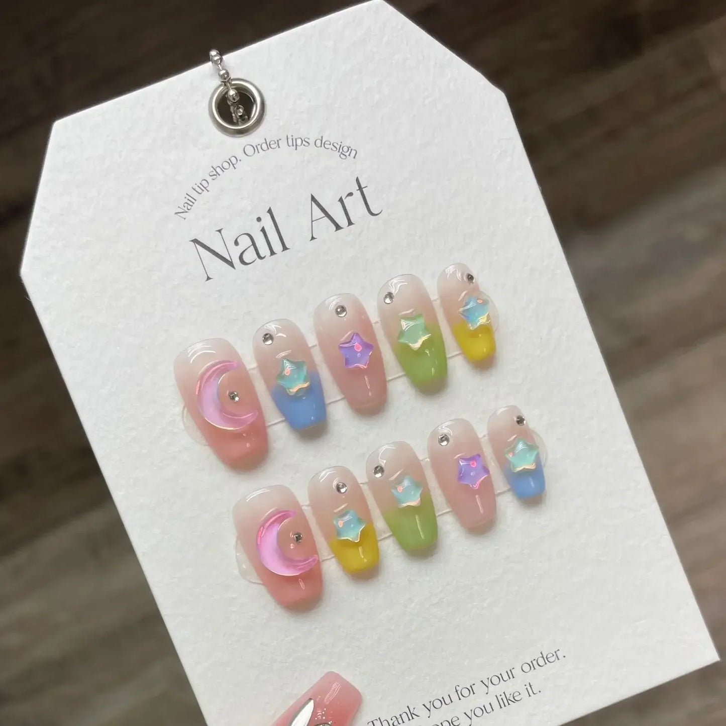10pcs detachable Handmade kawaii false nails with glue full cover stick on nails with design dopamine bubble love girl press on - - DYAVOR®
