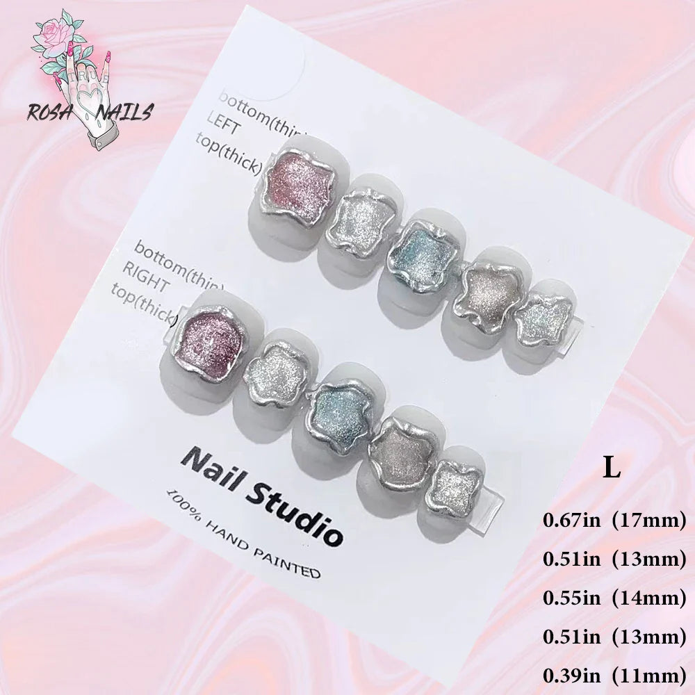 Cute Strawberry Pink Short Handmade Press on Nails Wholesale Kawaii Bows Pressons Bulk Full Cover Square Acrylic False Nail Tips