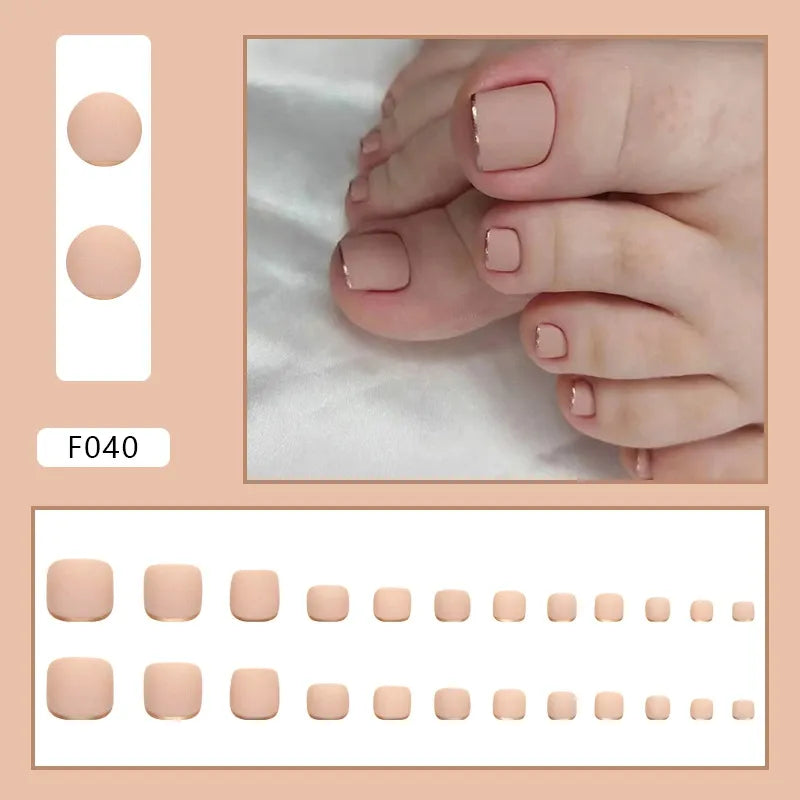 24pcs Wearable White-Edged French Manicure Toenails Full Cover Press On Fake Toenails DIY Artificial Acrylic False Toenails - - DYAVOR®