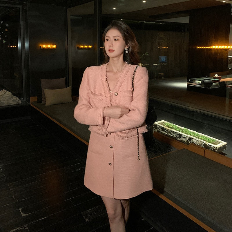 Spring and Autumn Suit Women's 2023 New Temperament Small Fragrance Short Coat Premium Fashion Dress Two Piece Set -  - DYAVOR®