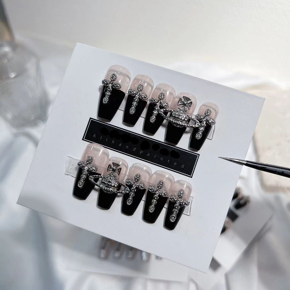 Gothic Cross Press On Nails - - DYAVOR®