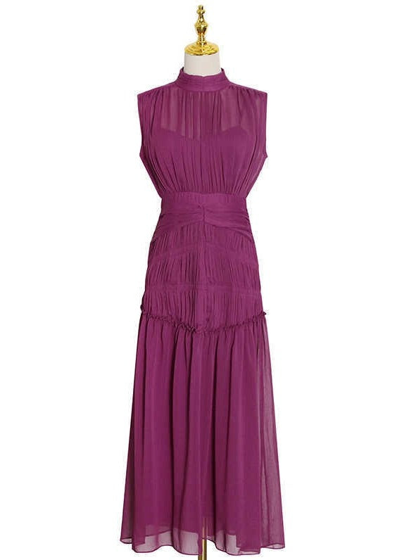 Long Chiffon Dress With Gathers -  - DYAVOR®