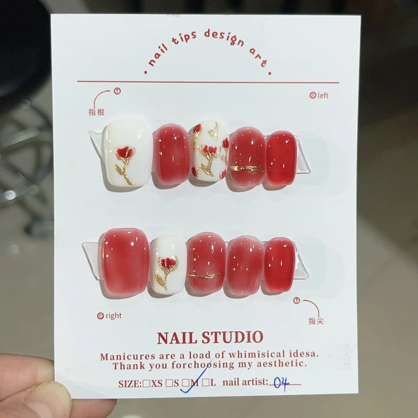 10Pcs Shiny Handmade Press On Nails Short Ballerina Artificial Full Cover Cat Eye Rose Design Fake Nails Wearable Manicure Nails - - DYAVOR®