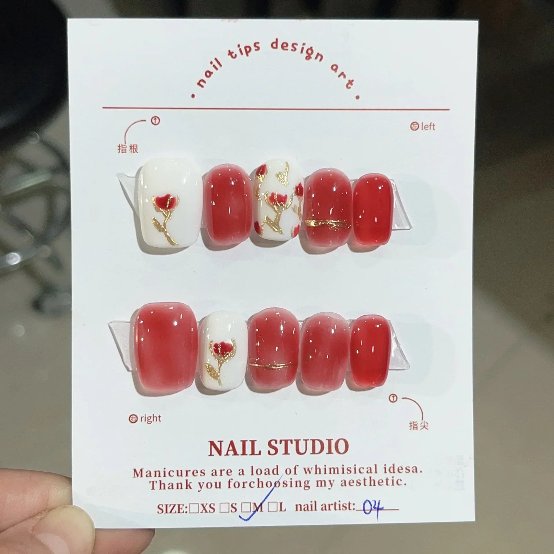 10Pcs Shiny Handmade Press On Nails Short Ballerina Artificial Full Cover Cat Eye Rose Design Fake Nails Wearable Manicure Nails -  - DYAVOR®