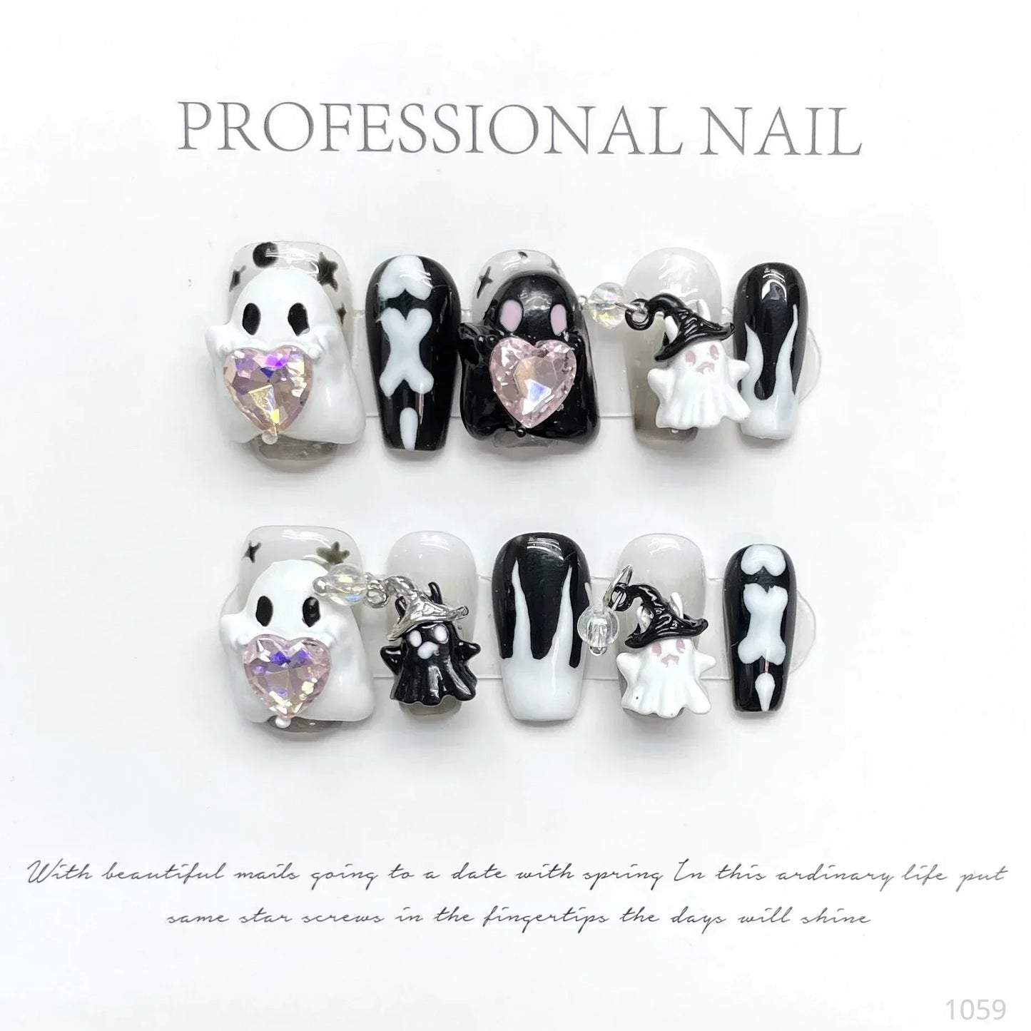 10Pcs Handmade Press On Nails with Eye Little Monster Design Wearable Manicure False Nails Decoration Full Cover Nail Tips Art - - DYAVOR®