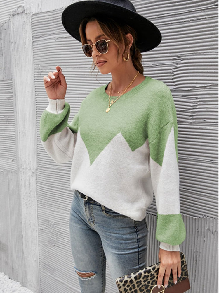 Fashion Women Sweaters 2023 Autumn/Winter Colored O-Neck Pullover Oversized Sweater Women Clothing Knitwears Long Sleeved Tops - - DYAVOR®