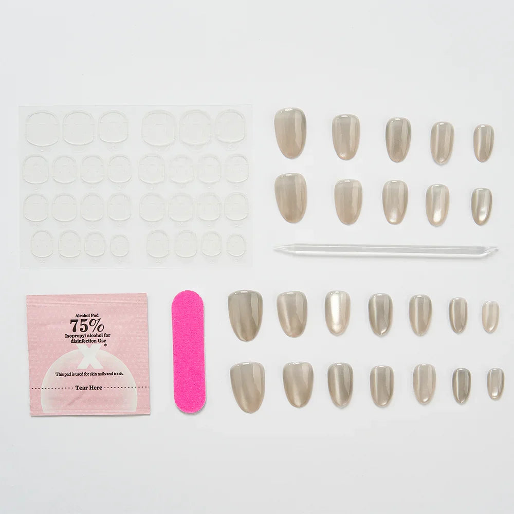 False Nails Set Short Press on False French Cat's Eye Style Nails Art Diamond Finished Fake Nails with Glue Stick-on -  - DYAVOR®