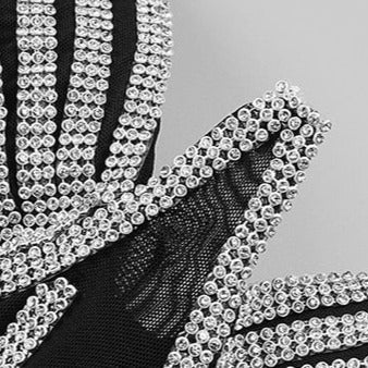 Rhinestone Black Mini Dress - - DYAVOR®