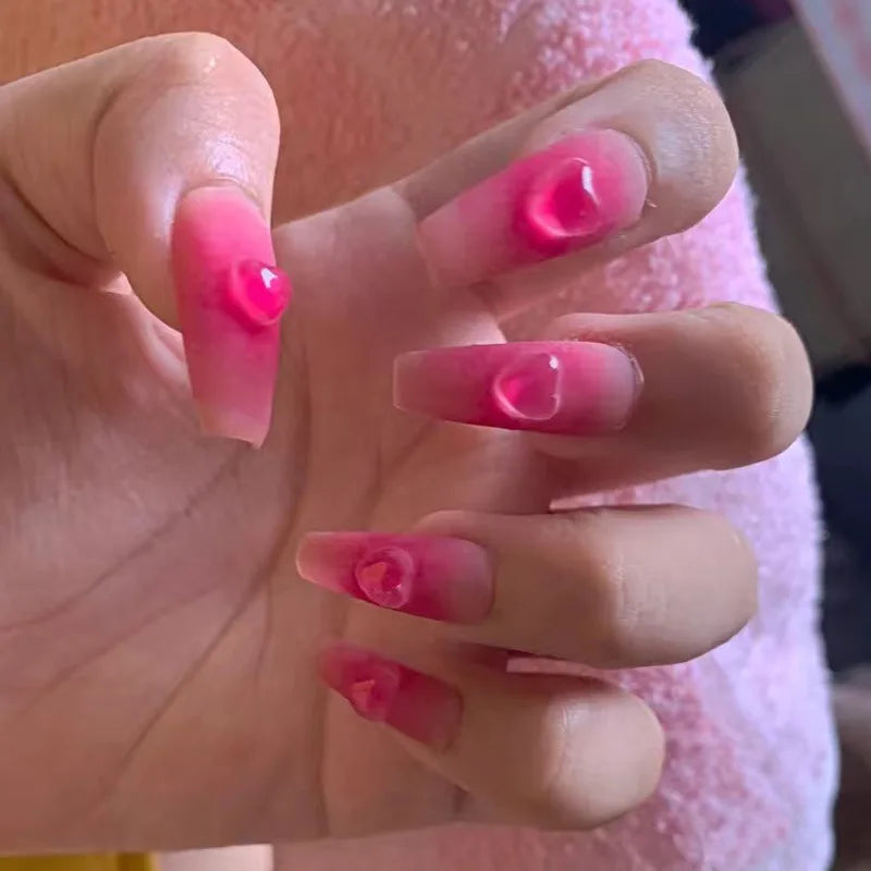 24Pcs/Set Almond Gradient Press On Nail Art Wearable Fake Nails Pointed Simple Ballet Coffin Reusable False Nails Tips Finished