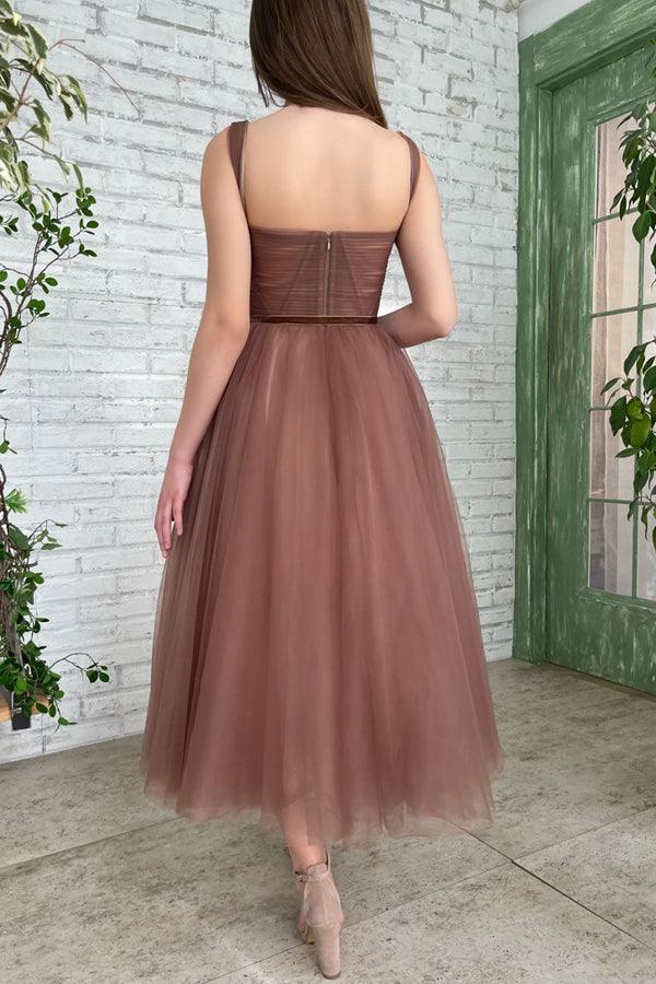 Lyra | Simple A-line Tea Length Tulle Short Prom Dress Homecoming Dress - Prom Dress - DYAVOR®