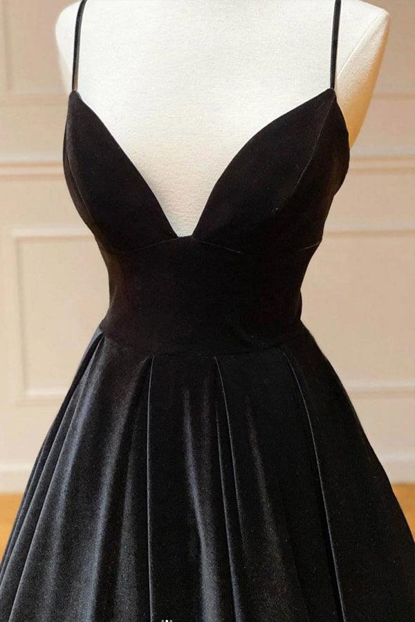 Oaklee | Simple Black Velvet Long Prom Dress, Black Evening Dress - Prom Dress - DYAVOR®